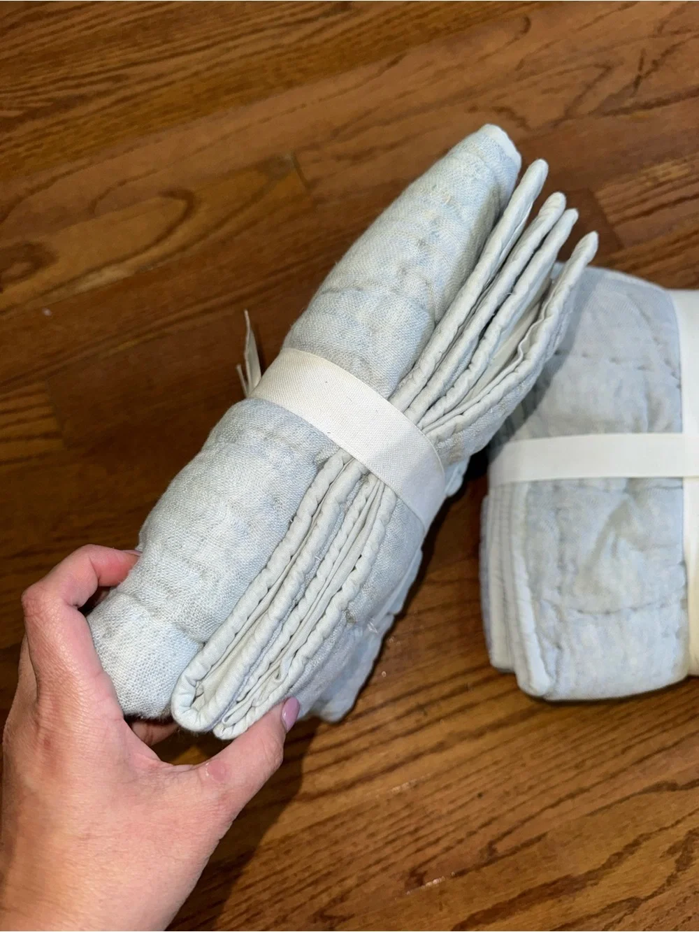 Pottery Barn Cloud Linen Cotton Quilted King Size Sham Chambray Set Of Two
